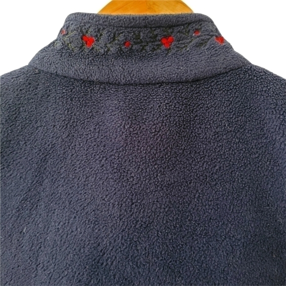 BLUE Fleece Zip Vest Embroidered Carolers Holly Berry Size L Northern Reflection - Picture 6 of 9